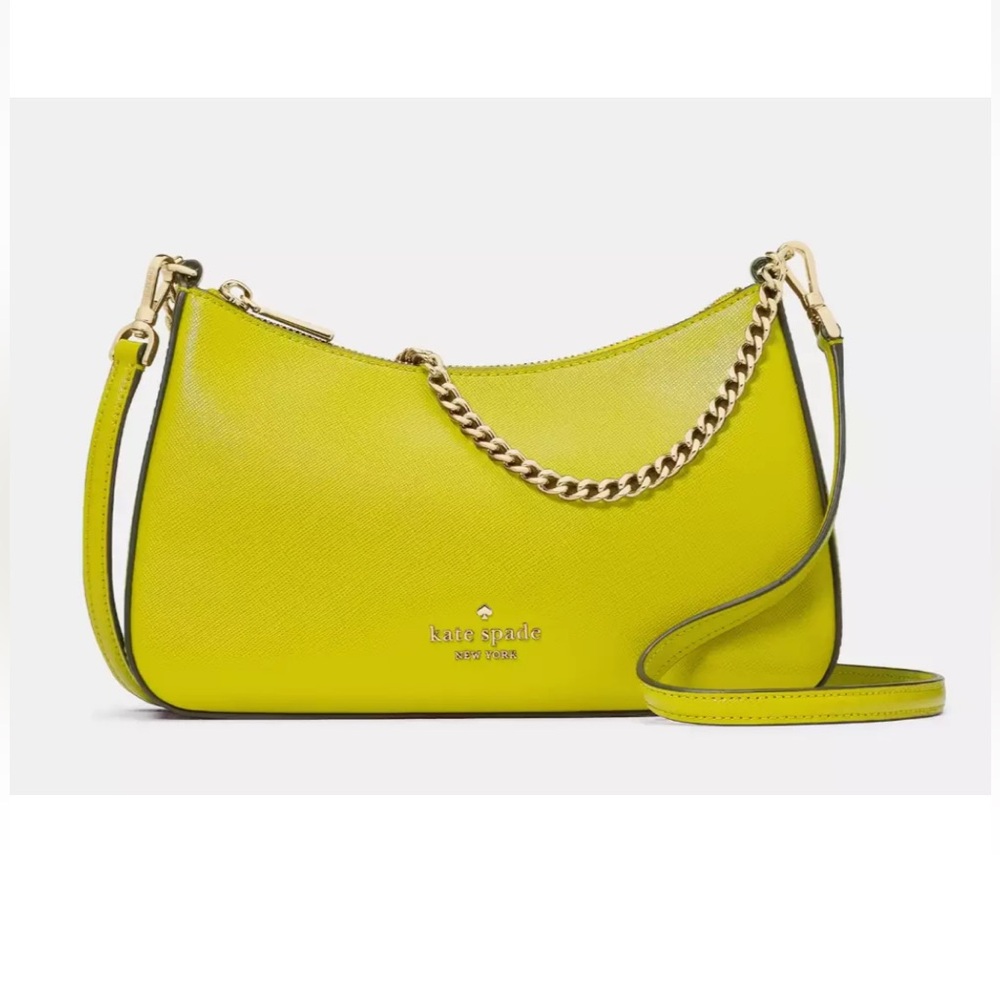 New Kate Spade Madison Saffiano Leather Convertible Crossbody Lime Slice